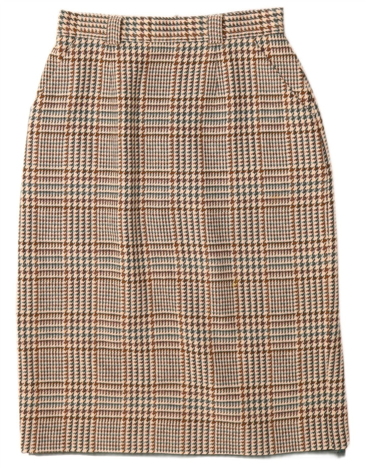 ST MICHAEL Kvinder Pencil Skirt UK 14 Large W28 Beige Houndstooth