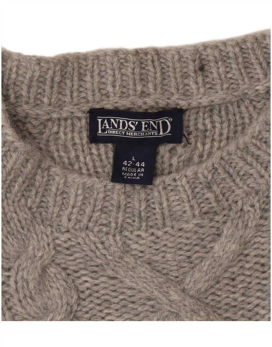 Lands End Herre Boat Neck Jumper Sweater UK 42/44 Large Grey Wool