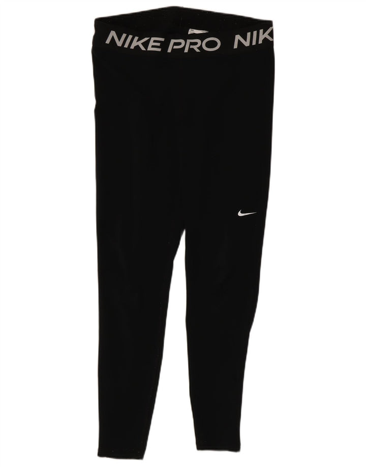 Nike Dame Dri Fit Grafiske Leggings UK 14 Large Sort