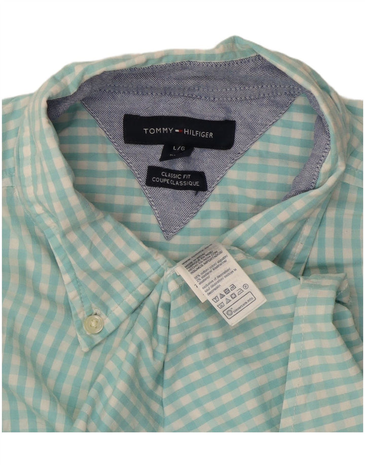 Tommy Hilfiger Herre Classic Fit skjorte Stor grøn ternet bomuld