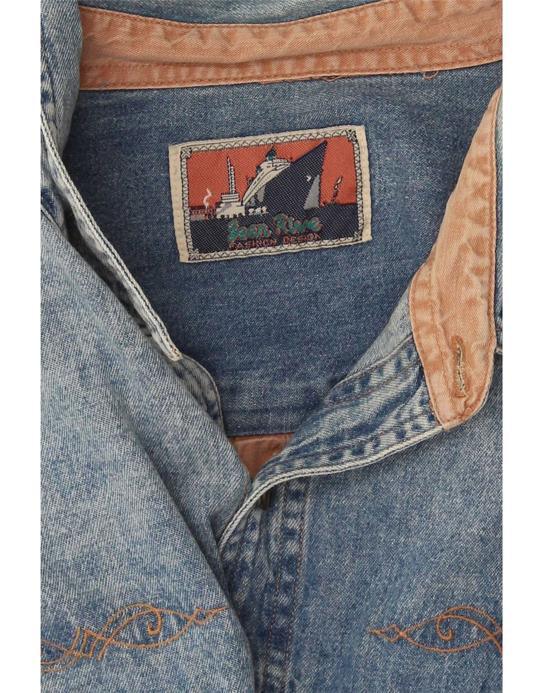 Jean Rive Herre Denim Shirt XL Blå Colourblock