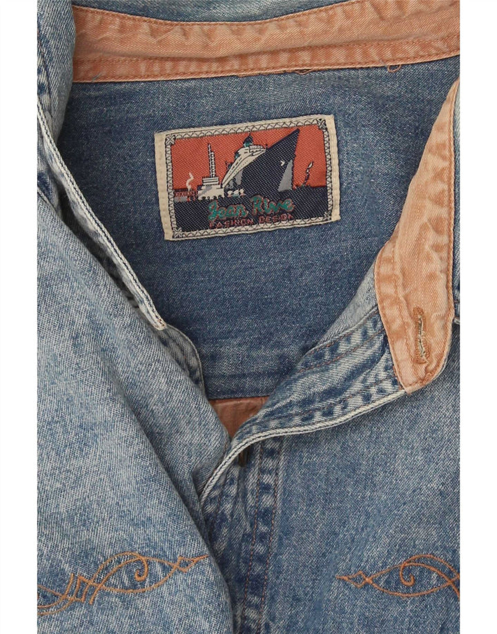 Jean Rive Herre Denim Shirt XL Blå Colourblock