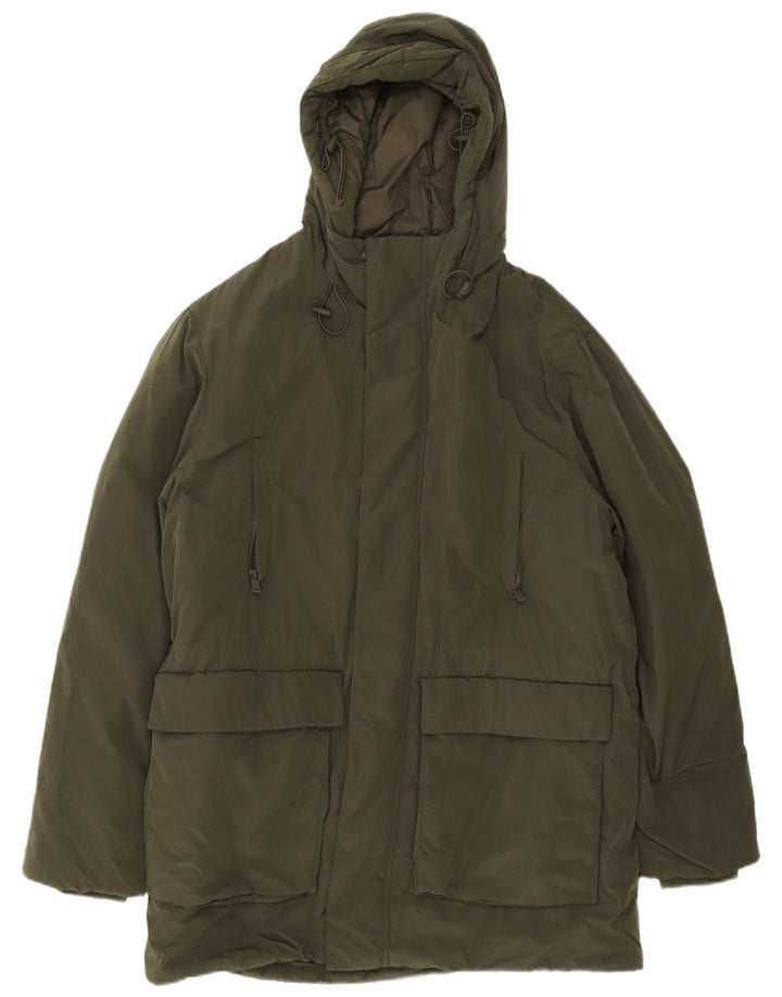 Zara Herre Hooded Padded Coat UK 40 Large Green
