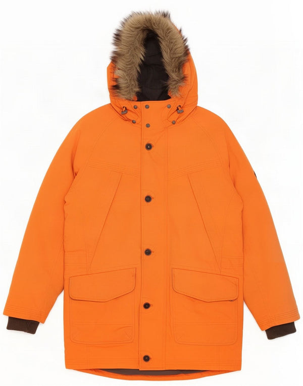 Timberland Herre hættepolstret parkajakke UK 40 Large Orange Cotton