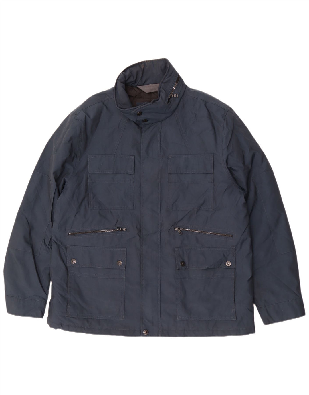 Marks & Spencer Herre Hooded Utility Jacket UK 44 2XL Navy Blue Polyester