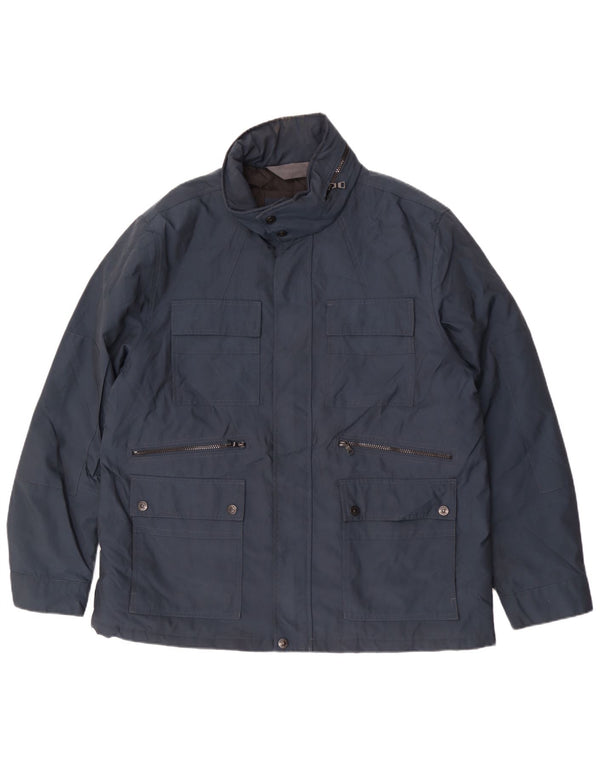 Marks & Spencer Herre Hooded Utility Jacket UK 44 2XL Navy Blue Polyester