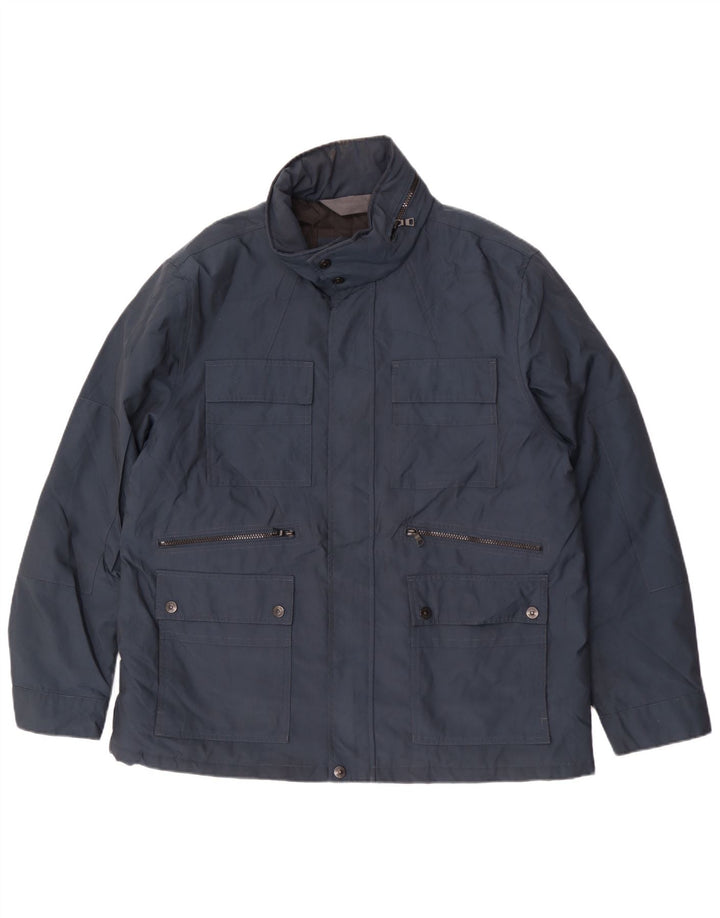 Marks & Spencer Herre Hooded Utility Jacket UK 44 2XL Navy Blue Polyester