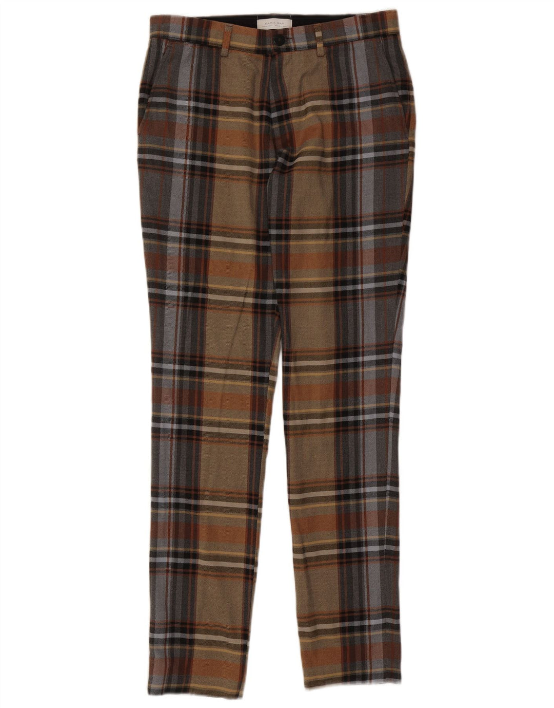 Zara Herre Slim Chino Bukser EU 40 Medium W31 L33 Flerfarvet Plaid