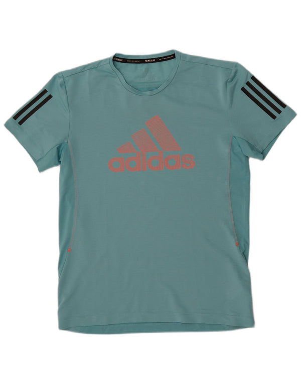 Adidas Herre Aeroready Grafisk T-Shirt Top Medium Turkis Polyester