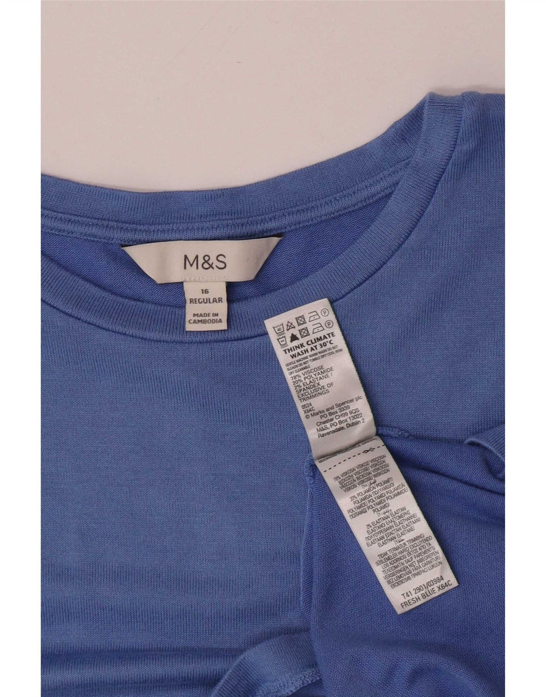 Marks & Spencer Dametop Langærmet UK 16 Large Blue Viscose