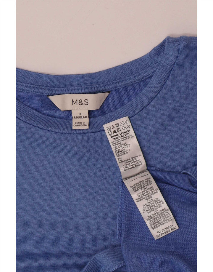 Marks & Spencer Dametop Langærmet UK 16 Large Blue Viscose