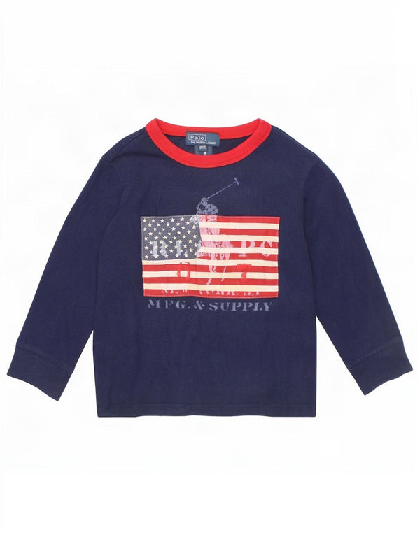 Polo Ralph Lauren drenge grafisk top langærmet 2-3 år marineblå bomuld