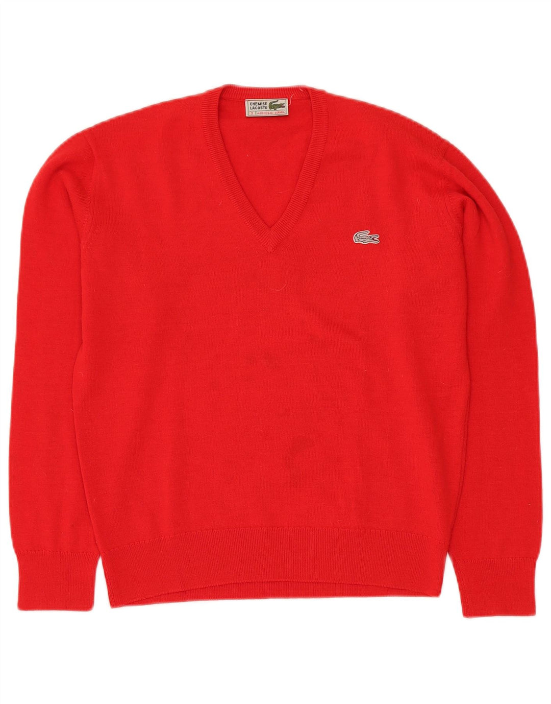 LACOSTE Herre Loose Fit V-hals sweater Størrelse 2 XS Rød Uld