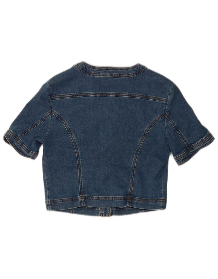 Sisley Womens Crop kortærmet denimjakke UK 8 Small Blue Cotton
