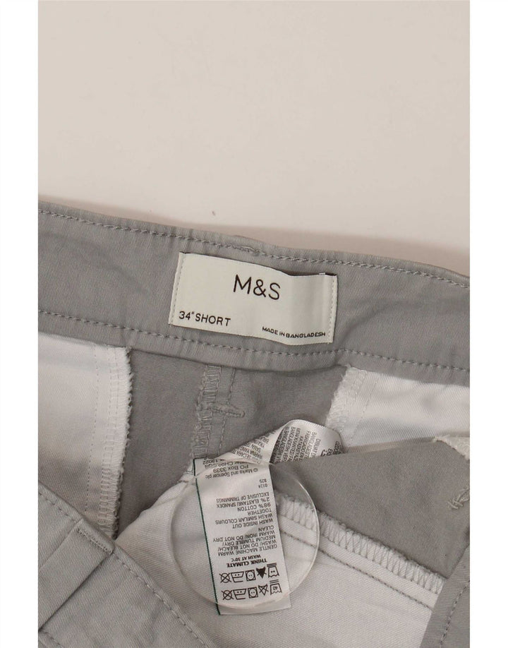 Marks & Spencer Chino Shorts til mænd W34 Large Grå Bomuld