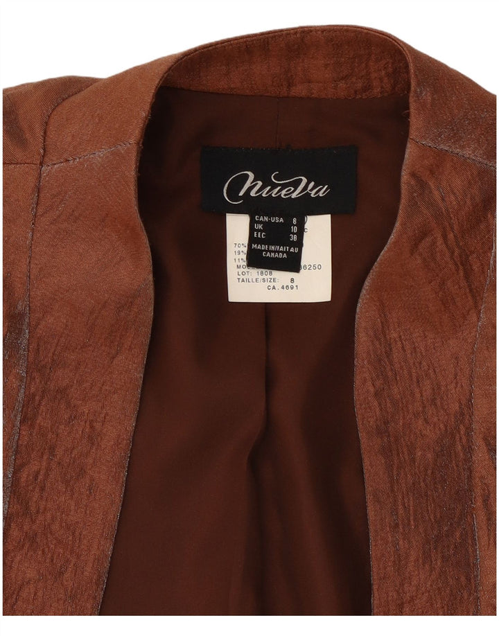 Vintage dame 3/4-ærmet blazerjakke UK 10 Small Brown Rayon
