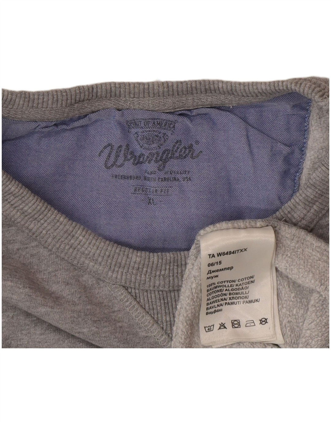 Wrangler Herre Regular Fit Sweatshirt Jumper XL Grå Bomuld