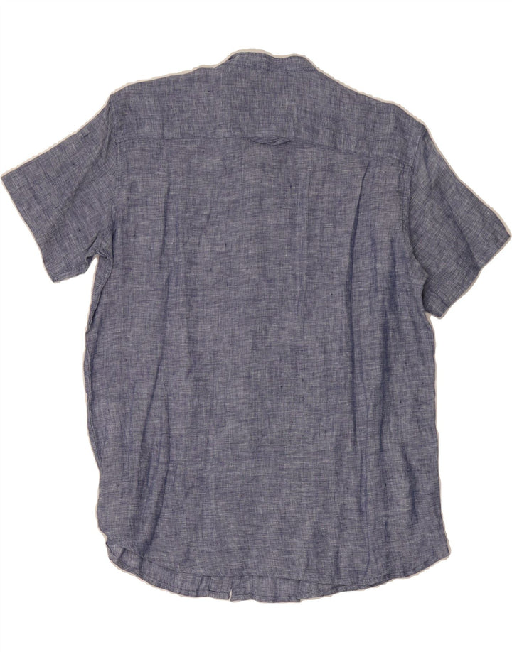 GAS Mens Short Sleeve Pullover Shirt Small Blue Linen Vintage Gas and Second-Hand Gas from Messina Hembry 