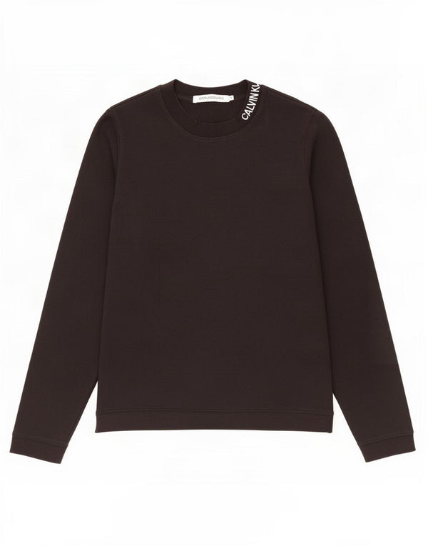 Calvin Klein Jeans Womens Graphic Top Long Sleeve UK 10 Small Black Cotton