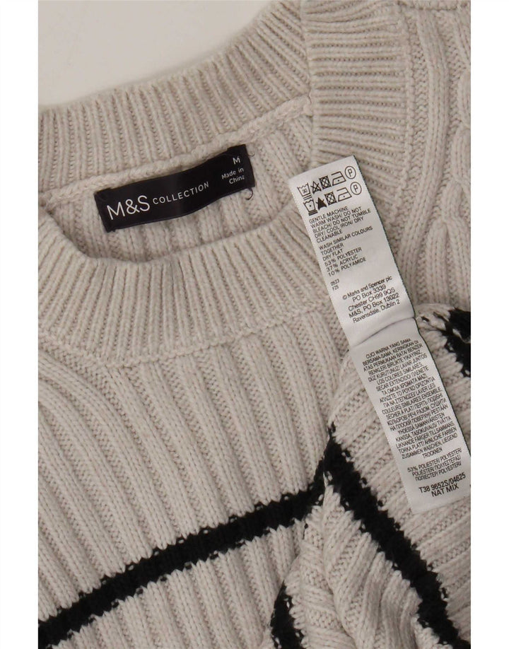 Marks & Spencer Dame sweater med rund hals DK 14 Mellem grå stribet