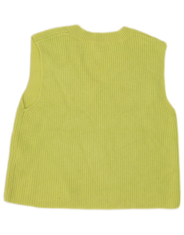 Zara Dame Crop Vest Tank Top UK 10 Small Green Cotton