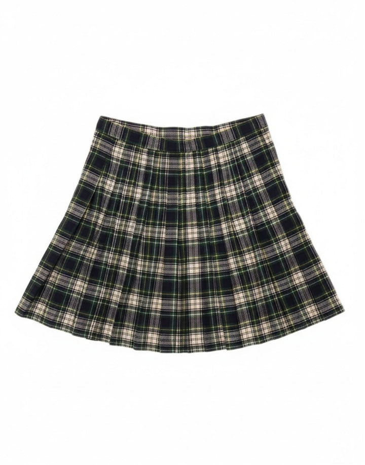 Vintage Kvinders Mini Wrap Nederdel W28 Medium Grøn Plaid