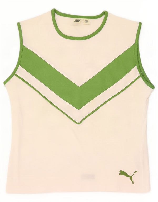 Puma Damevest Top UK 14 Stor Hvid Colourblock Bomuld