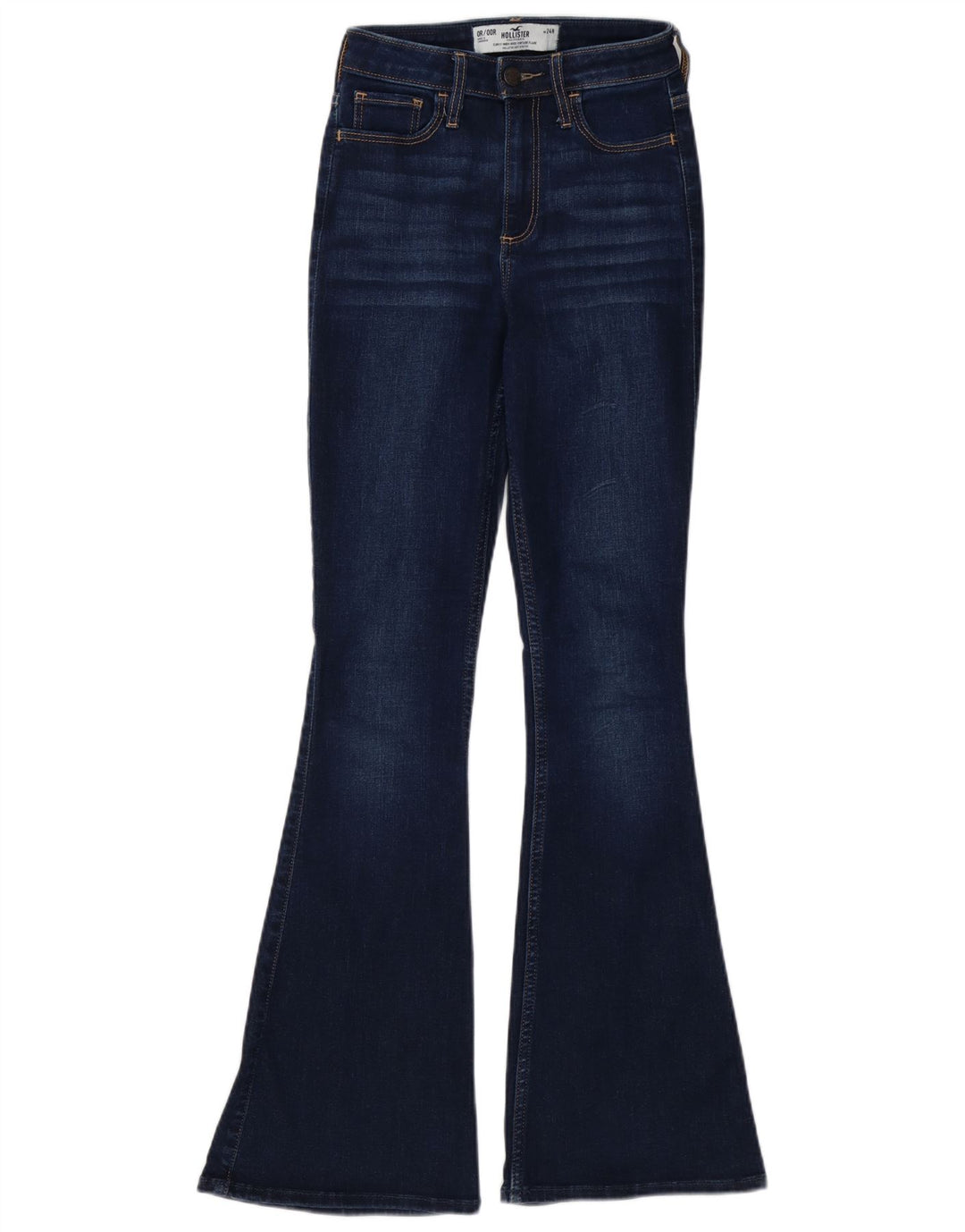 HOLLISTER Kvinder Curvy High Rise Flared Jeans W24 L32 Marineblå Bomuld