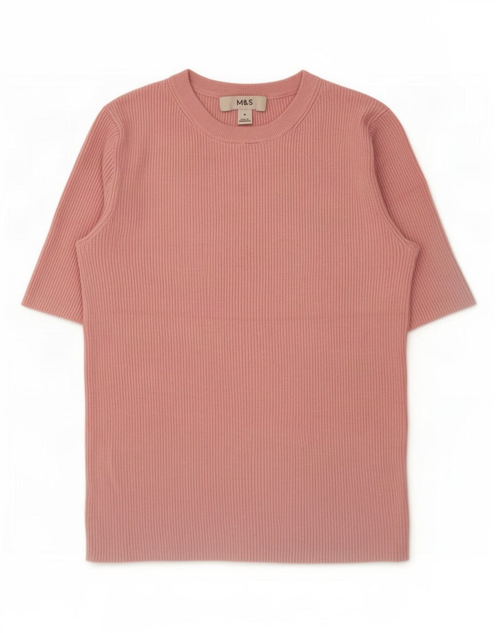 Marks & Spencer T-shirt top til kvinder UK 12 Medium Pink Viscose