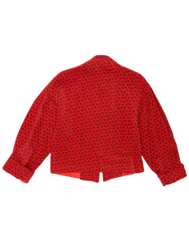 VINTAGE Womens 1 Button Blazer Jacket EU 40 Medium Red Paisley Cotton