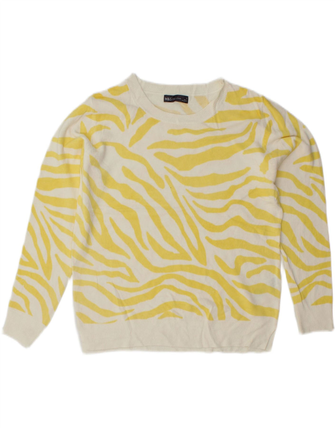 MARKS & SPENCER Womens Boat Neck Jumper Sweater UK 14 Large Yellow