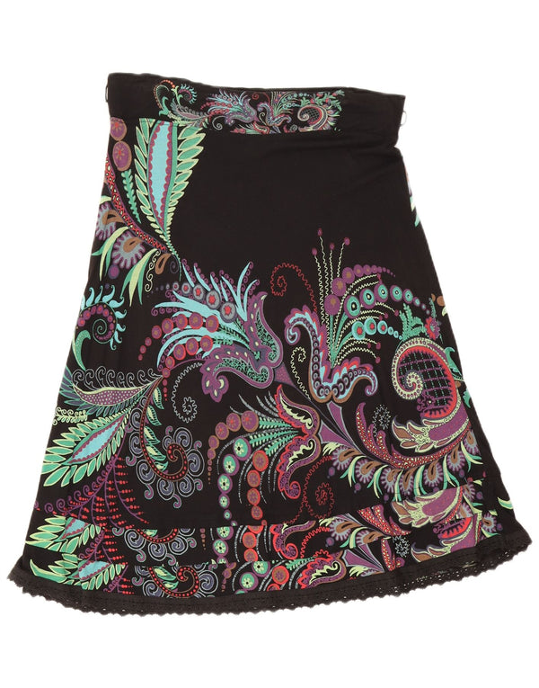 Desigual Dame A-Line nederdel Medium W30 Sort Paisley Viscose