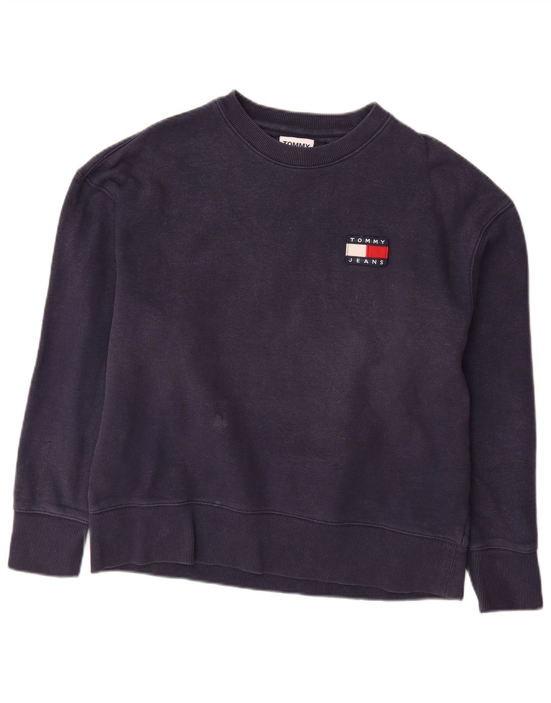TOMMY HILFIGER Dame Sweatshirt Jumper UK 14 Mellem marineblå bomuld