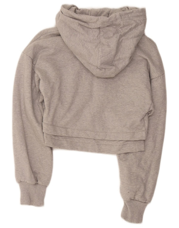 Diesel Dame Crop Graphic Sweatshirt Jumper UK 6 XS Grå Flecked Bomuld