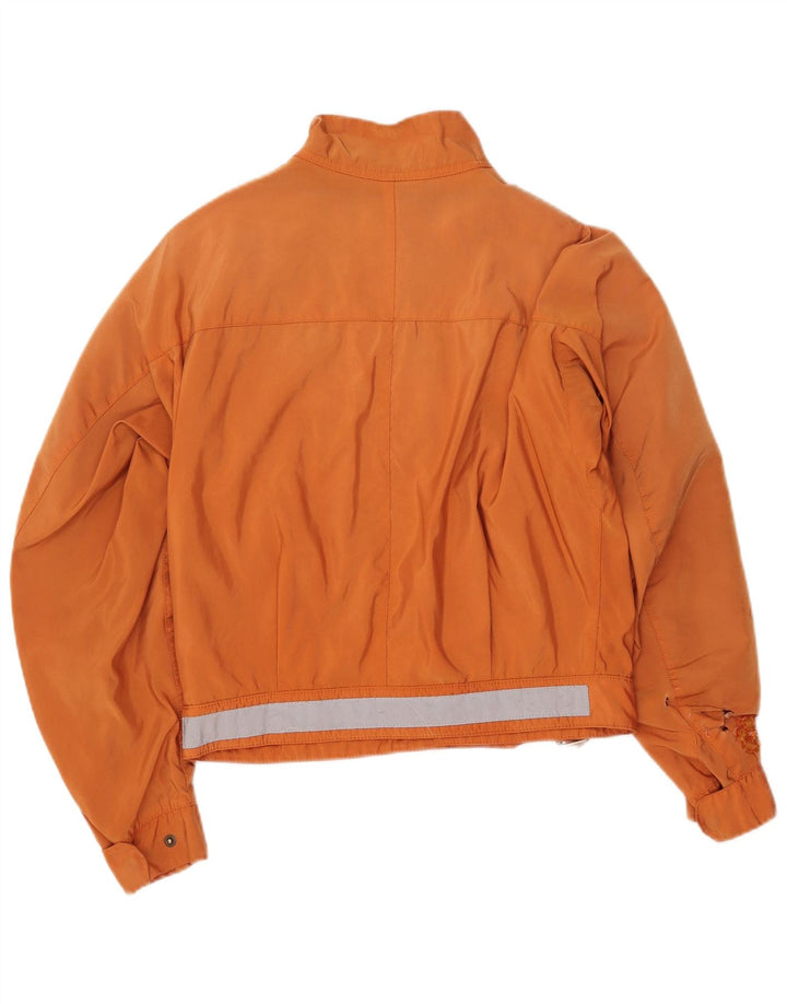 Belstaff Womens Oversized Bomber Jacket IT 44 Medium Orange Floral Nylon