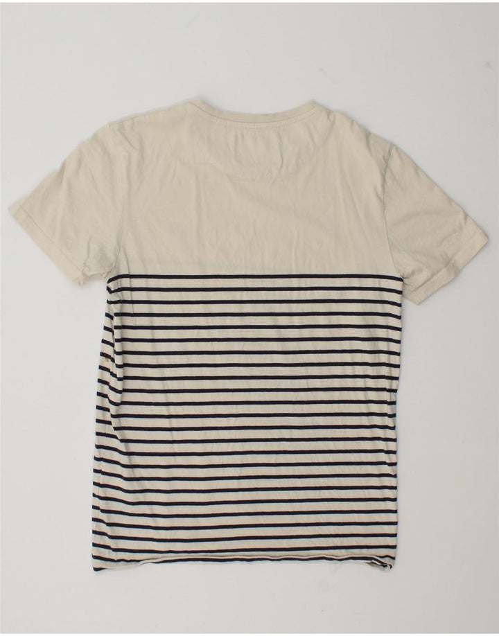 Lyle & Scott T-shirt top til kvinder UK 12 Medium hvid stribet bomuld
