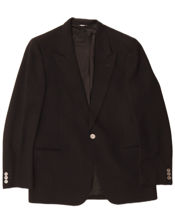 Sergio Valentino Herre 1 Knap Blazer Jakke IT 50 Stor Sort Virgin Wool