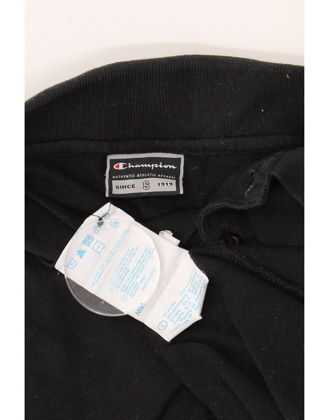CHAMPION Langærmet poloshirt til mænd Medium sort bomuld