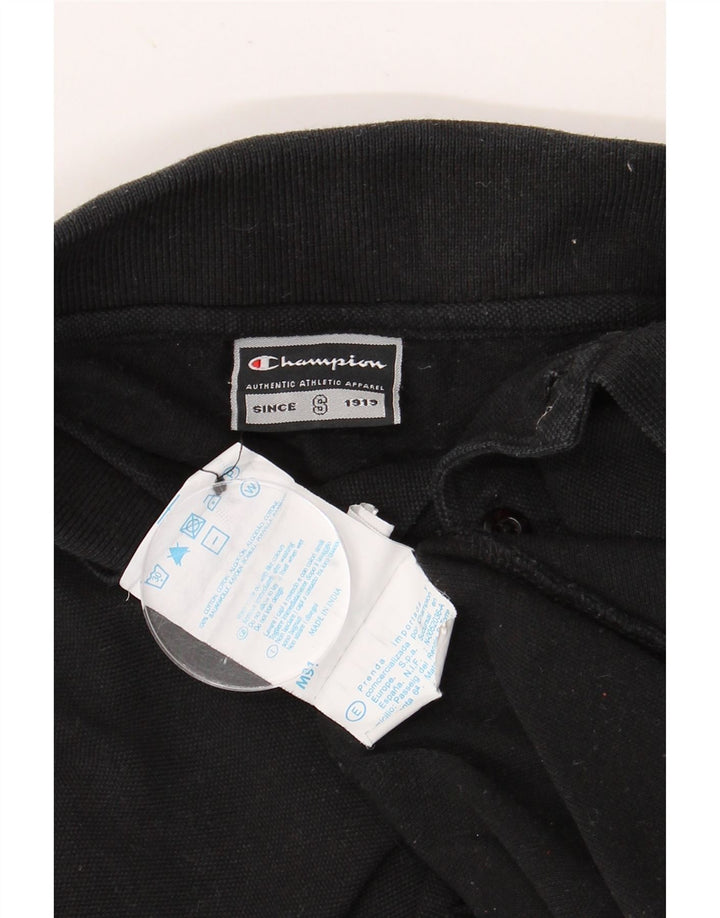 CHAMPION Langærmet poloshirt til mænd Medium sort bomuld