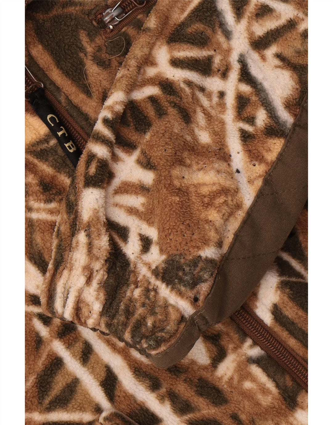Vintage herre fleecejakke UK 36 Small Khaki Camouflage Polyester