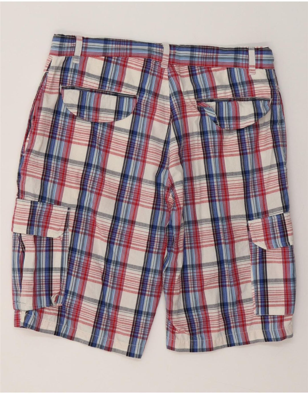 Brugi Herre Cargo Shorts Large W34 Blå Plaid Bomuld