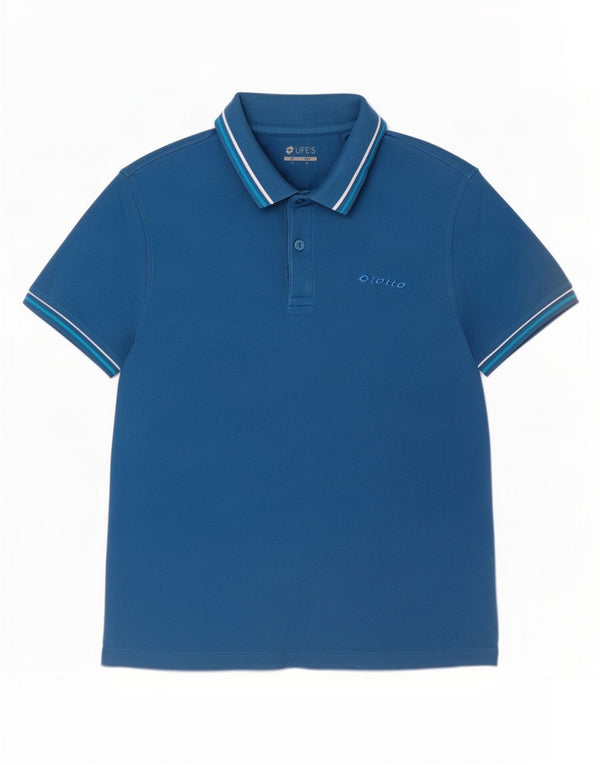 Lotto Mens Life's Polo Shirt Large Blue Striped Cotton