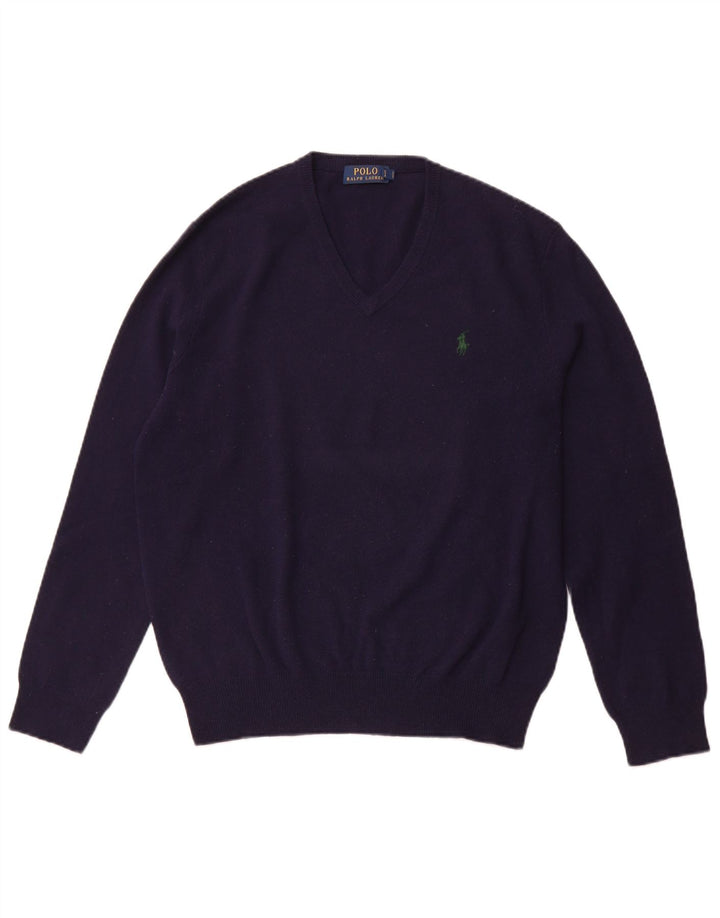 POLO RALPH LAUREN Herre V-hals sweater Medium Marineblå Merinould