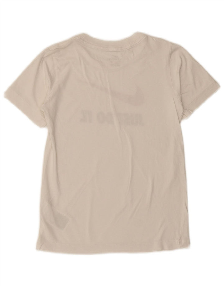 NIKE Boys Graphic T-Shirt Top 8-9 Years Small Off White Cotton