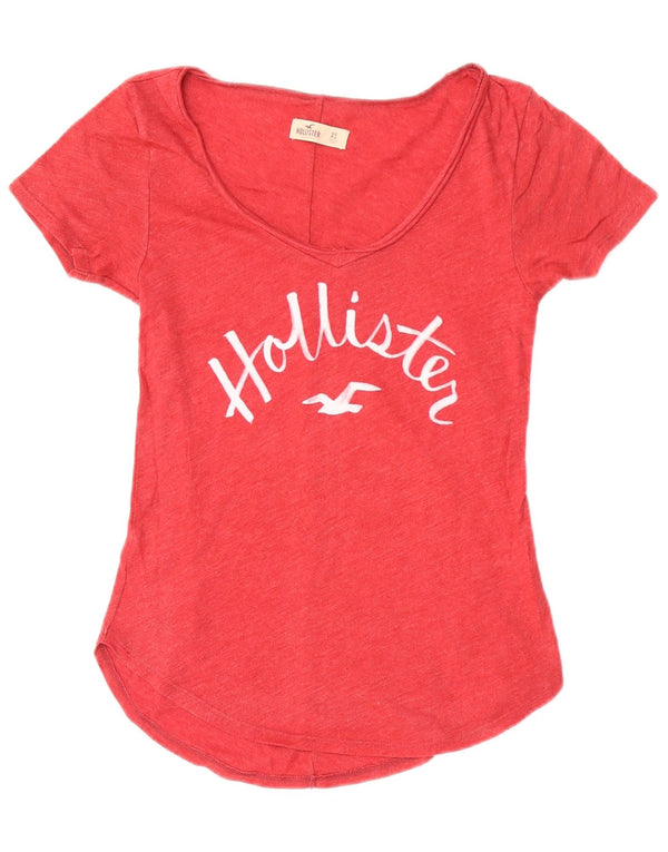 Hollister Grafisk T-shirt top til kvinder UK 4 XS Rød