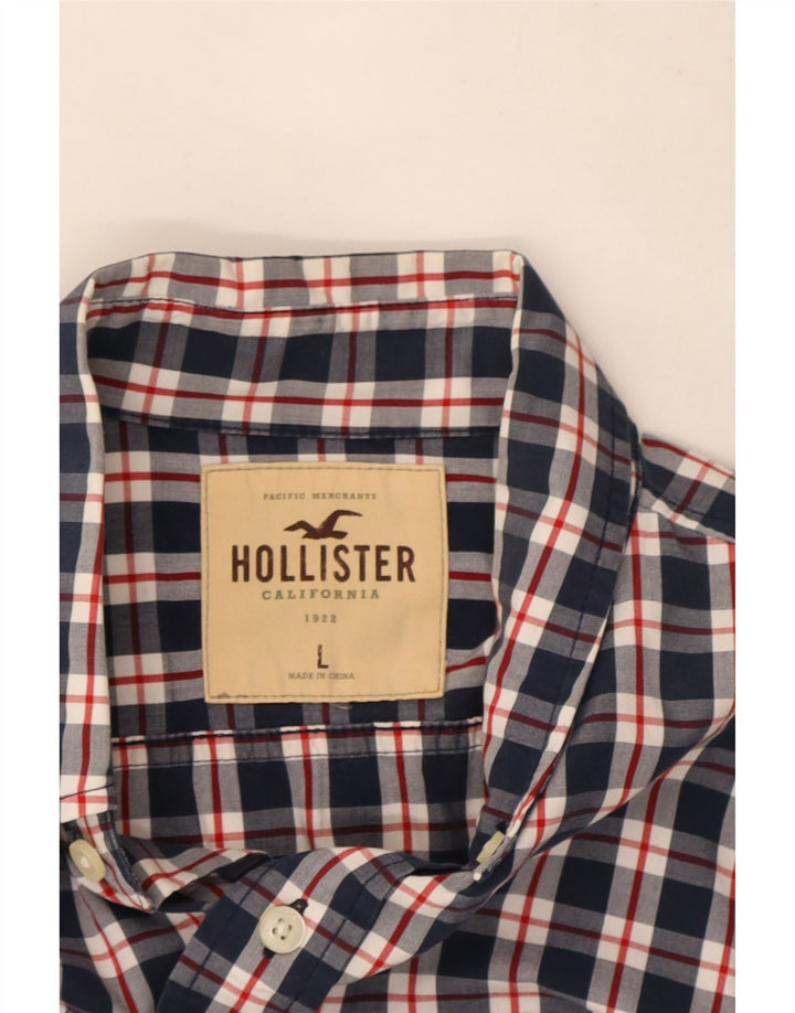 Hollister herreskjorte stor marineblå ternet bomuld