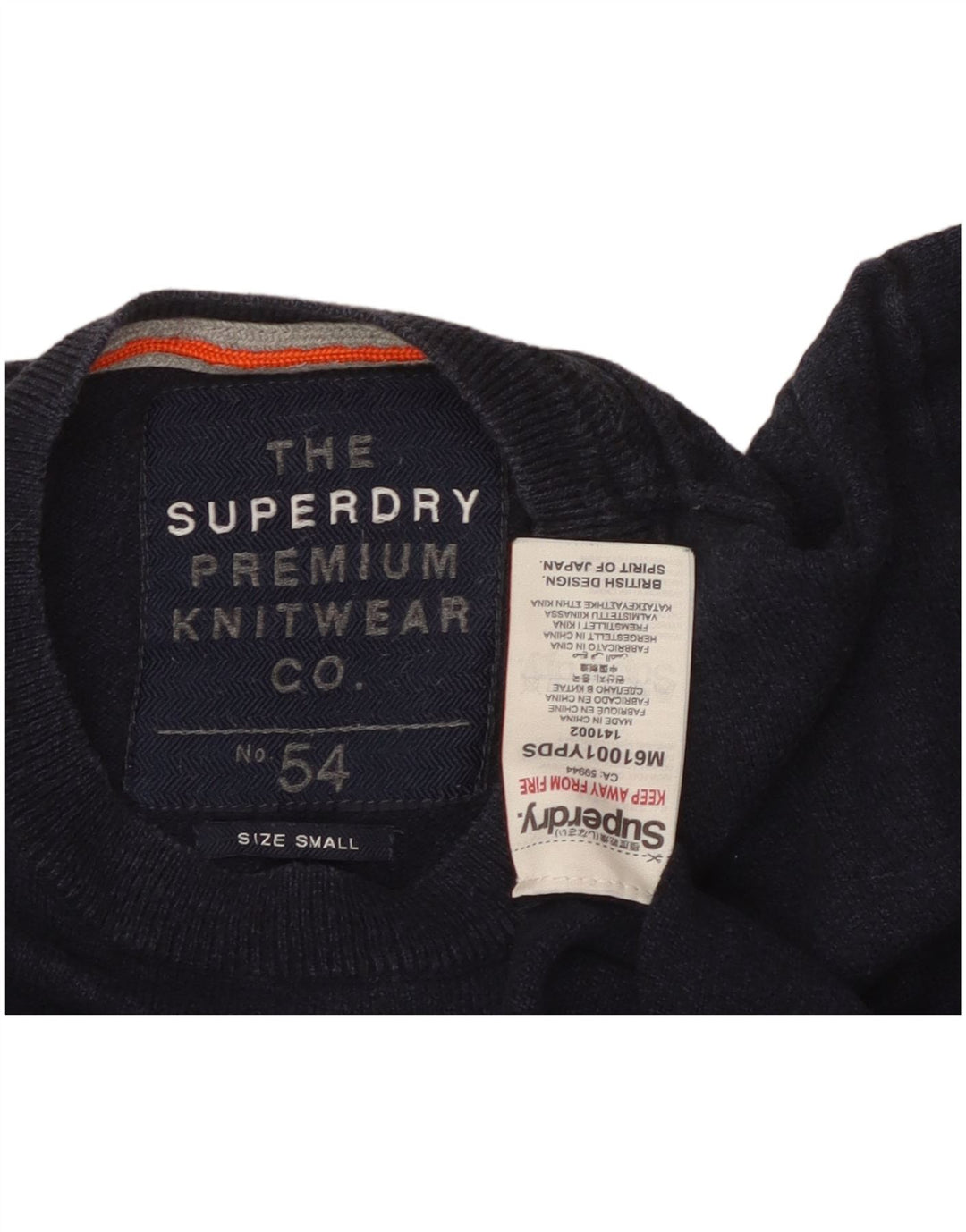 SUPERDRY Herre sweater med rund hals, lille marineblå bomuld