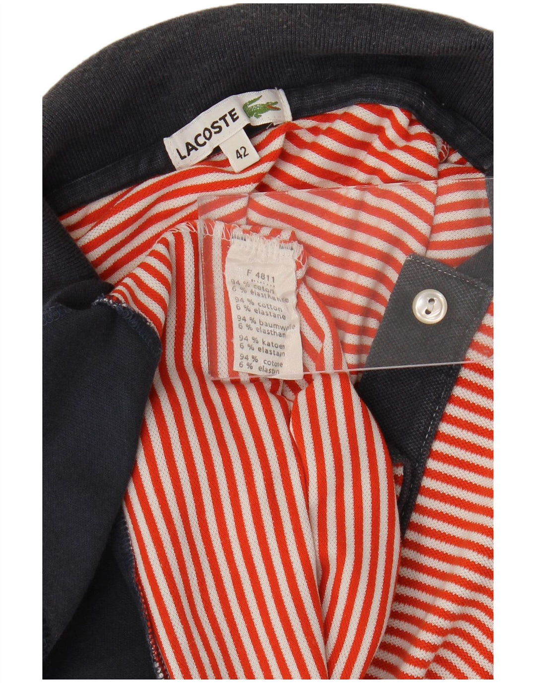 LACOSTE Poloskjorte til kvinder str. 42 Stor rødstribet bomuld