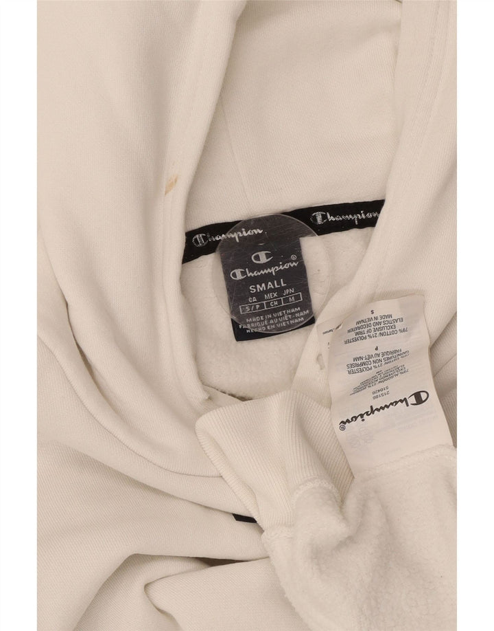 CHAMPION Mens Graphic Hoodie Jumper Small White Cotton