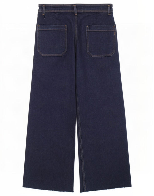 Zara Dame Jeans med høj talje og brede ben EU 44 XL W34 L29 Marineblå Bomuld